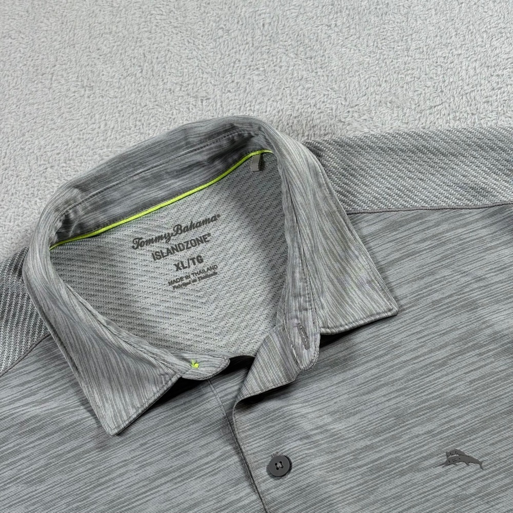 Tommy Bahama Polo Shirt Mens Grey Excellent IslandZone Space Dye Golf Casual XL